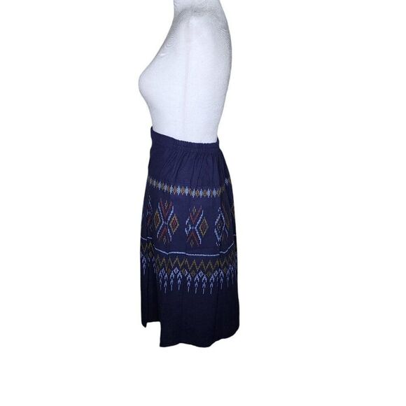 Vintage Aztec Print Boho Circle Skirt Womens Size XS Blue - Picture 5 of 5